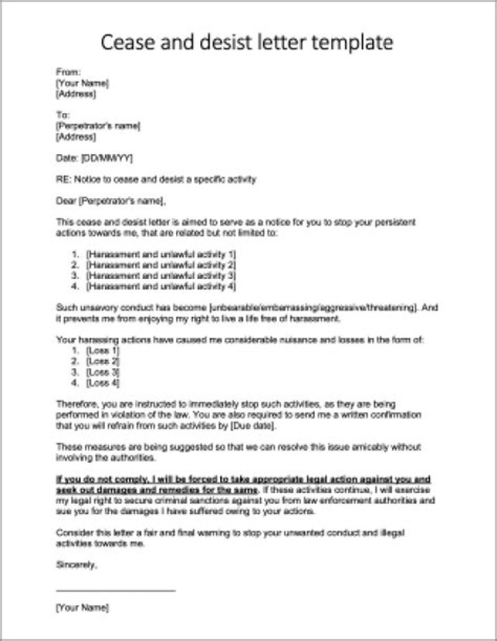 Does a cease and desist letter have to be served?