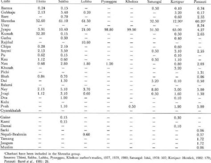 How many caste are there in newar?