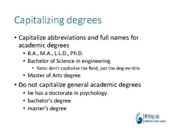 Should bachelor of nursing be capitalized?