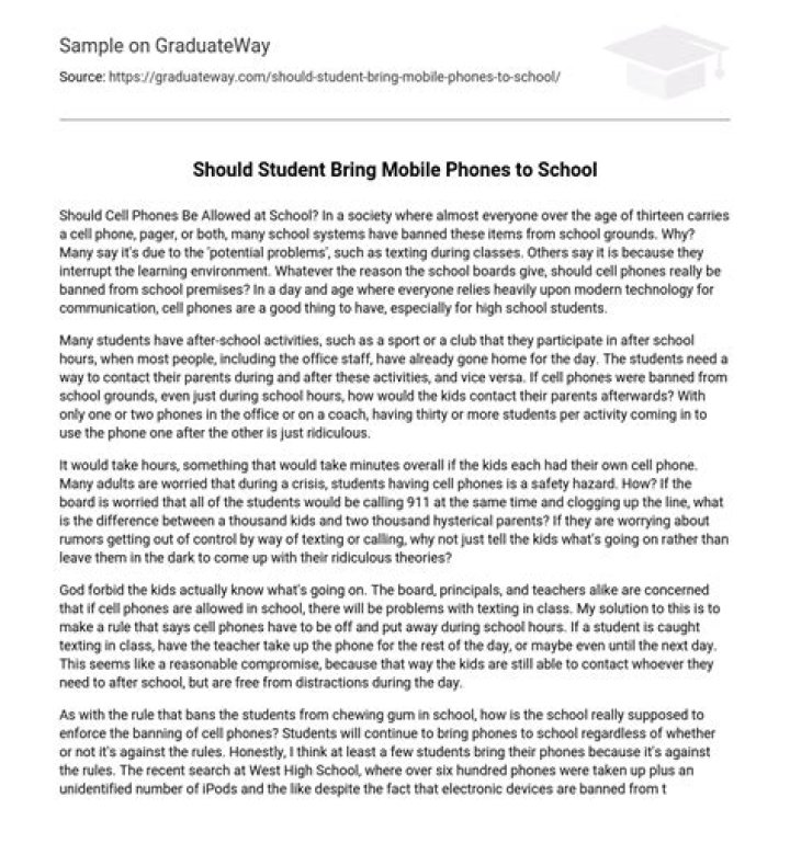 Should students bring phones to school?