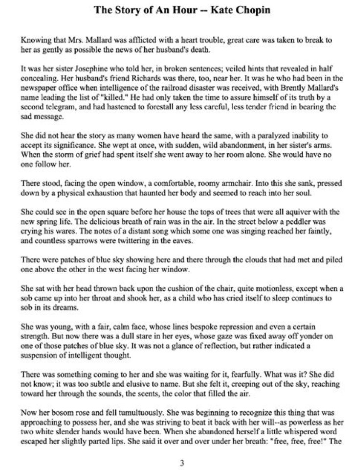 Was the ending of the story of an hour moralistic?