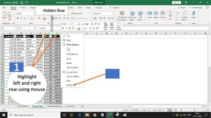 What is hide and unhide in excel?