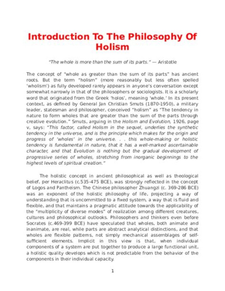 What is holism in philosophy explain?