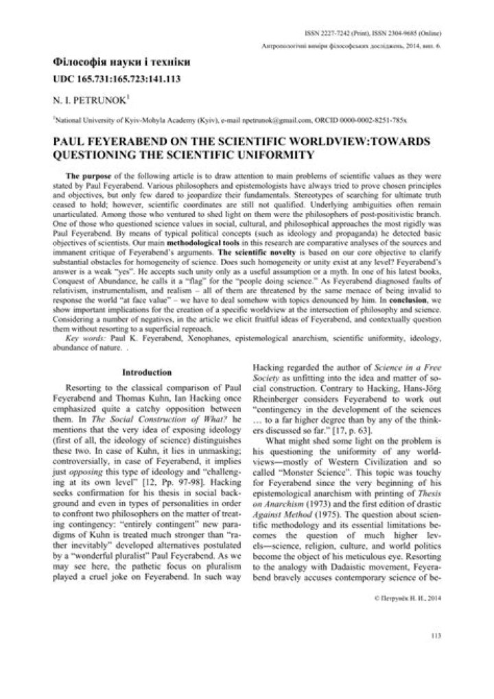 What was paul feyerabend scientific contribution?