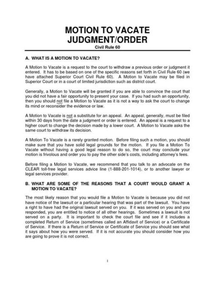 Whats a vacate judgment?