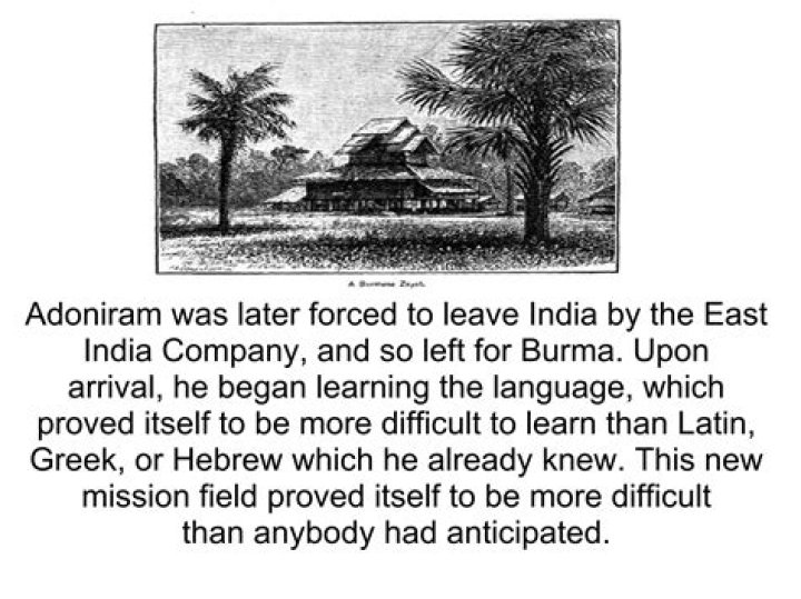 When did adoniram judson go to burma?