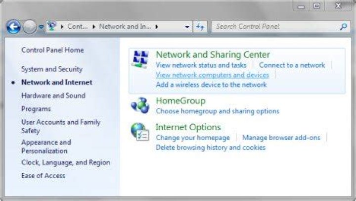 Where is network sharing center?