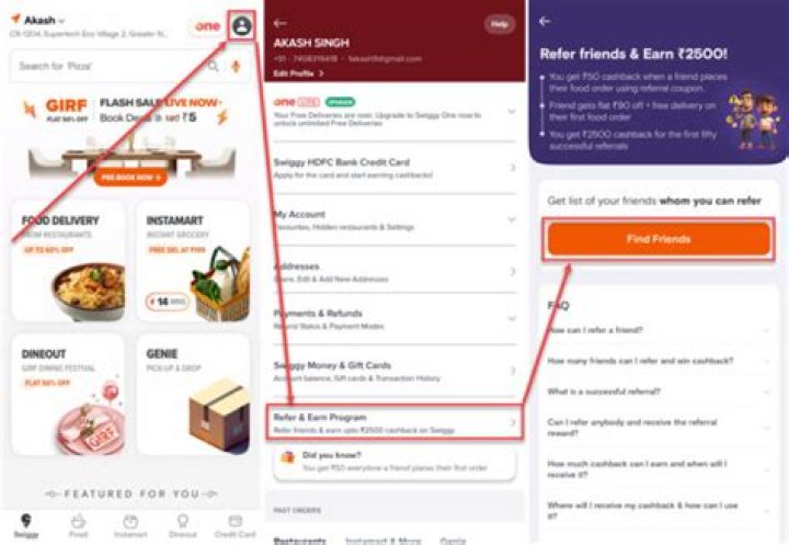 Where to find swiggy referral code in app?