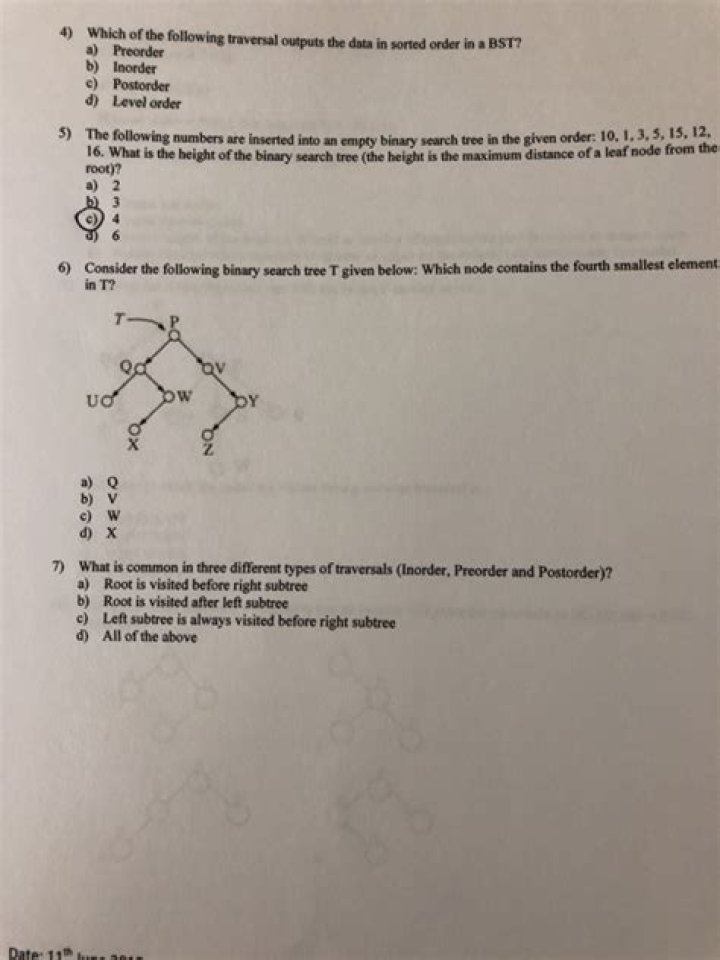 Which of the following traversal outputs the data?